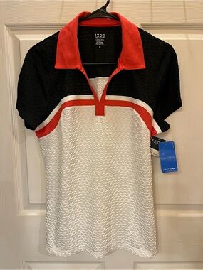 Izod Black, White & Red Colorblock Polo